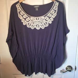 Neiman Marcus Purple blouse with embroidery